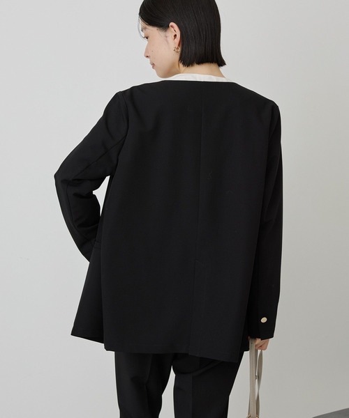 AMERICAN HOLIC(アメリカンホリック)の「【イージーケア】ノーカラージャケット(テーラードジャケット・レディース・杢グレー/ブラック・L/M)」の5枚目の写真