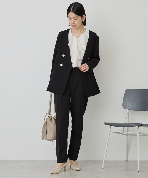 AMERICAN HOLIC(アメリカンホリック)の「【イージーケア】ノーカラージャケット(テーラードジャケット・レディース・杢グレー/ブラック・L/M)」の10枚目の写真