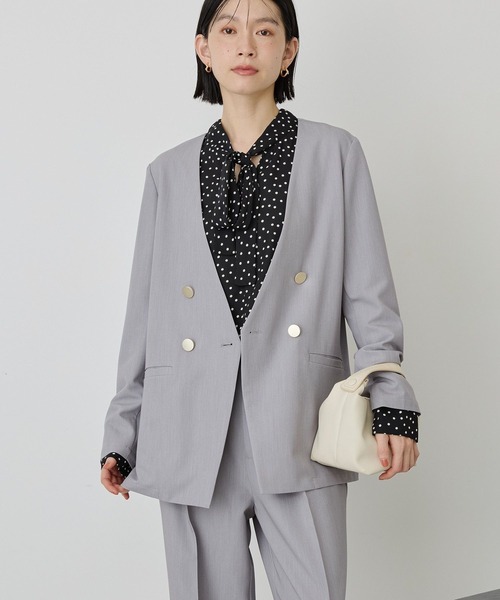 AMERICAN HOLIC(アメリカンホリック)の「【イージーケア】ノーカラージャケット(テーラードジャケット・レディース・杢グレー/ブラック・L/M)」の18枚目の写真