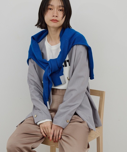 AMERICAN HOLIC(アメリカンホリック)の「【イージーケア】ノーカラージャケット(テーラードジャケット・レディース・杢グレー/ブラック・L/M)」の13枚目の写真