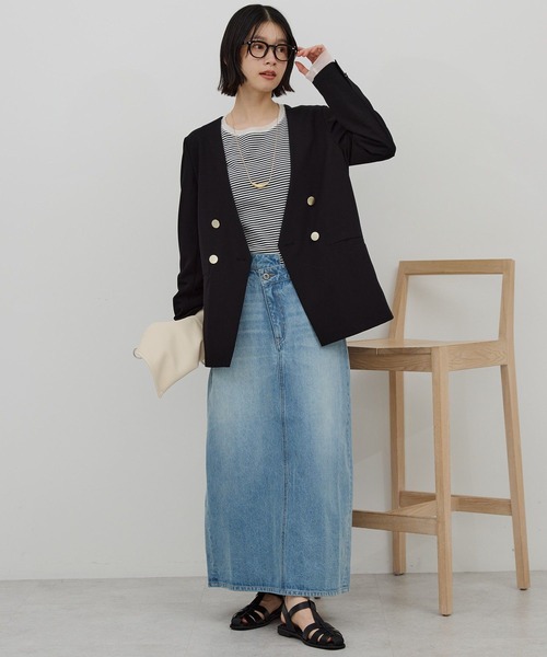 AMERICAN HOLIC(アメリカンホリック)の「【イージーケア】ノーカラージャケット(テーラードジャケット・レディース・杢グレー/ブラック・L/M)」の17枚目の写真