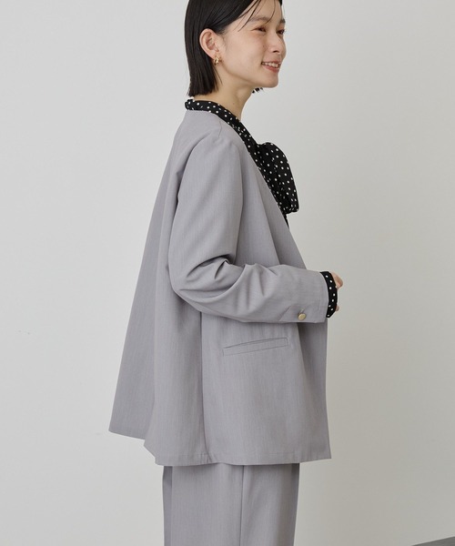 AMERICAN HOLIC(アメリカンホリック)の「【イージーケア】ノーカラージャケット(テーラードジャケット・レディース・杢グレー/ブラック・L/M)」の19枚目の写真