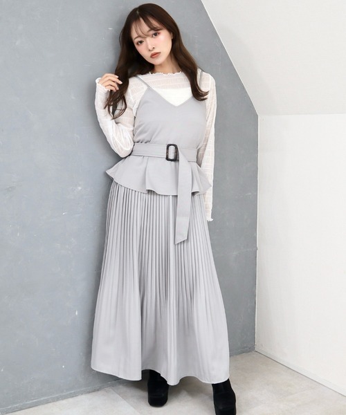 CECIL McBEE(セシルマクビー)の「バイカラーキャミワンピース チュールシャーリングTセット(ワンピース・レディース・グレー/ブラック・MEDIUM)」の8枚目の写真