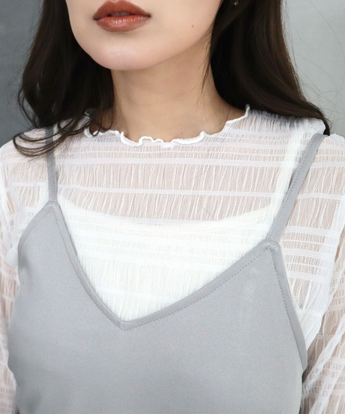CECIL McBEE(セシルマクビー)の「バイカラーキャミワンピース チュールシャーリングTセット(ワンピース・レディース・グレー/ブラック・MEDIUM)」の12枚目の写真