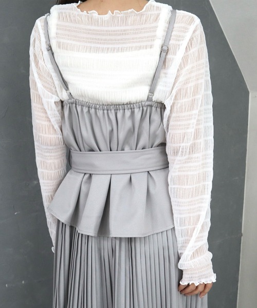 CECIL McBEE(セシルマクビー)の「バイカラーキャミワンピース チュールシャーリングTセット(ワンピース・レディース・グレー/ブラック・MEDIUM)」の14枚目の写真