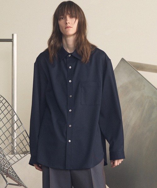 MAISON SPECIAL(メゾンスペシャル)の「《UNISEX》T/W Prime-Over Long Sleeve Shirt/T/Wプライムオーバーロングスリーブシャツ【MAISON SPECIAL/メゾンスペシャル】(シャツ/ブラウス・メンズ・ブラック/グレイッシュベージュ/マルチ/ダークブラック/ネイビー・0/1/2)」の5枚目の写真