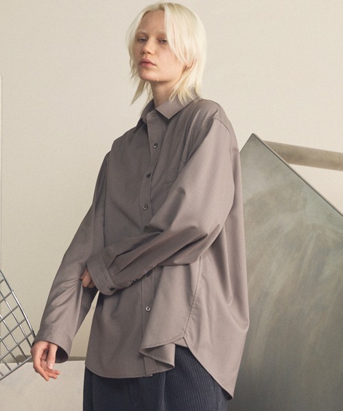 MAISON SPECIAL(メゾンスペシャル)の「《UNISEX》T/W Prime-Over Long Sleeve Shirt/T/Wプライムオーバーロングスリーブシャツ【MAISON SPECIAL/メゾンスペシャル】(シャツ/ブラウス・メンズ・ブラック/グレイッシュベージュ/マルチ/ダークブラック/ネイビー・0/1/2)」の4枚目の写真