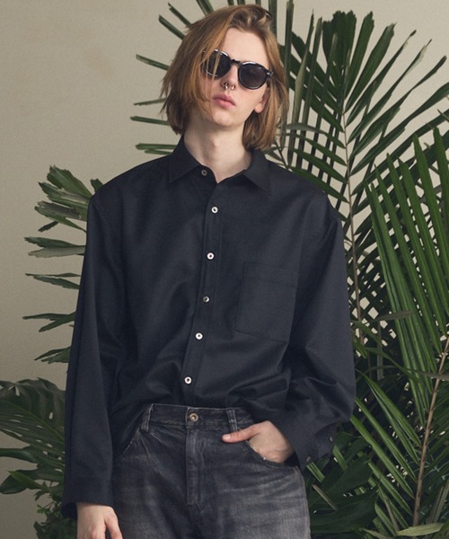 MAISON SPECIAL(メゾンスペシャル)の「《UNISEX》T/W Prime-Over Long Sleeve Shirt/T/Wプライムオーバーロングスリーブシャツ【MAISON SPECIAL/メゾンスペシャル】(シャツ/ブラウス・メンズ・ブラック/グレイッシュベージュ/マルチ/ダークブラック/ネイビー・0/1/2)」の2枚目の写真