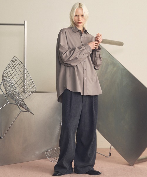 MAISON SPECIAL(メゾンスペシャル)の「《UNISEX》T/W Prime-Over Long Sleeve Shirt/T/Wプライムオーバーロングスリーブシャツ【MAISON SPECIAL/メゾンスペシャル】(シャツ/ブラウス・メンズ・ブラック/グレイッシュベージュ/マルチ/ダークブラック/ネイビー・0/1/2)」の8枚目の写真