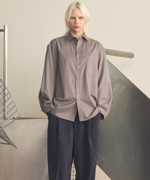 MAISON SPECIAL(メゾンスペシャル)の「《UNISEX》T/W Prime-Over Long Sleeve Shirt/T/Wプライムオーバーロングスリーブシャツ【MAISON SPECIAL/メゾンスペシャル】(シャツ/ブラウス・メンズ・ブラック/グレイッシュベージュ/マルチ/ダークブラック/ネイビー・0/1/2)」の21枚目の写真