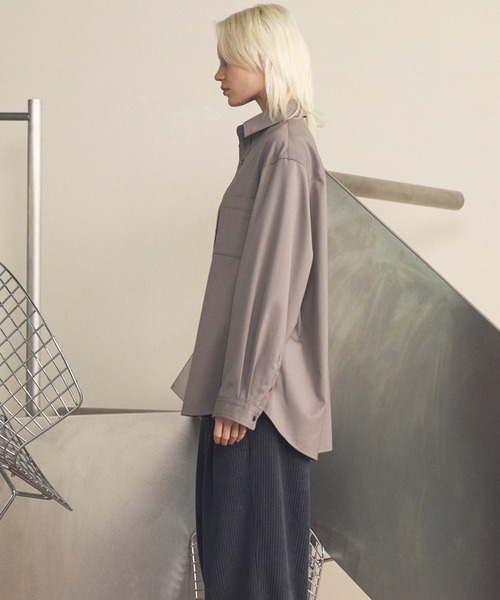 MAISON SPECIAL(メゾンスペシャル)の「《UNISEX》T/W Prime-Over Long Sleeve Shirt/T/Wプライムオーバーロングスリーブシャツ【MAISON SPECIAL/メゾンスペシャル】(シャツ/ブラウス・メンズ・ブラック/グレイッシュベージュ/マルチ/ダークブラック/ネイビー・0/1/2)」の22枚目の写真