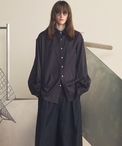 MAISON SPECIAL(メゾンスペシャル)の「《UNISEX》T/W Prime-Over Long Sleeve Shirt/T/Wプライムオーバーロングスリーブシャツ【MAISON SPECIAL/メゾンスペシャル】(シャツ/ブラウス・メンズ・ブラック/グレイッシュベージュ/マルチ/ダークブラック/ネイビー・0/1/2)」の18枚目の写真