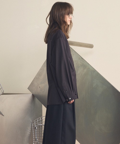 MAISON SPECIAL(メゾンスペシャル)の「《UNISEX》T/W Prime-Over Long Sleeve Shirt/T/Wプライムオーバーロングスリーブシャツ【MAISON SPECIAL/メゾンスペシャル】(シャツ/ブラウス・メンズ・ブラック/グレイッシュベージュ/マルチ/ダークブラック/ネイビー・0/1/2)」の19枚目の写真