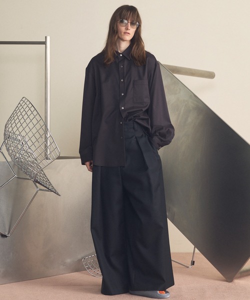 MAISON SPECIAL(メゾンスペシャル)の「《UNISEX》T/W Prime-Over Long Sleeve Shirt/T/Wプライムオーバーロングスリーブシャツ【MAISON SPECIAL/メゾンスペシャル】(シャツ/ブラウス・メンズ・ブラック/グレイッシュベージュ/マルチ/ダークブラック/ネイビー・0/1/2)」の6枚目の写真