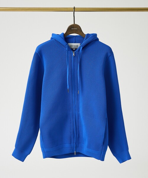 DESIGNWORKS（デザインワークス）の「【セットアップ対応】ドライバーズ ニットフーディ（パーカー・メンズ・ブルー/ダークオレンジ/ネイビー/グレイッシュベージュ・50/52/48/46）」の3枚目の写真