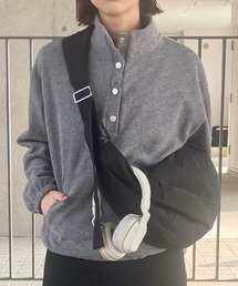 ISOOK | ハーフボタンソフトフリースプルオーバー(kiharu select) / プルオーバー トレーナー トップス ドットボタン オーバーサイズ ビッグシルエット ルーズ グレー(ブルゾン)