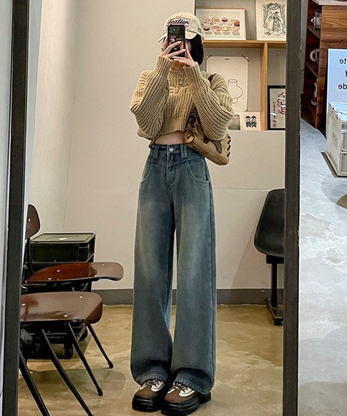 NANEA(ナネア)の「ハイウエストデニムワイドパンツ(デニムパンツ・レディース・ブルー・SMALL/MEDIUM/LARGE/X-SMALL)」の8枚目の写真