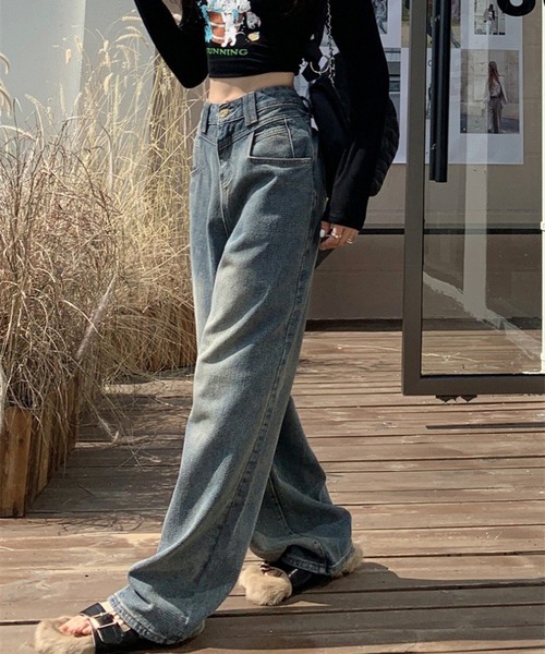 NANEA(ナネア)の「ハイウエストデニムワイドパンツ(デニムパンツ・レディース・ブルー・SMALL/MEDIUM/LARGE/X-SMALL)」の15枚目の写真