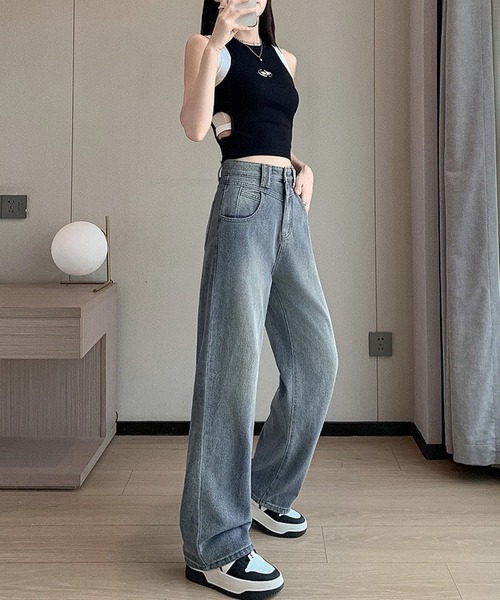 NANEA(ナネア)の「ハイウエストデニムワイドパンツ(デニムパンツ・レディース・ブルー・SMALL/MEDIUM/LARGE/X-SMALL)」の10枚目の写真