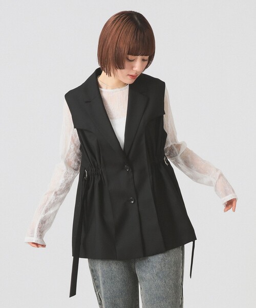 Ray BEAMS（レイビームス）の「レイヤード ドロスト ジレ（ベスト・レディース・グレー/ブラック・ONE SIZE）」の2枚目の写真