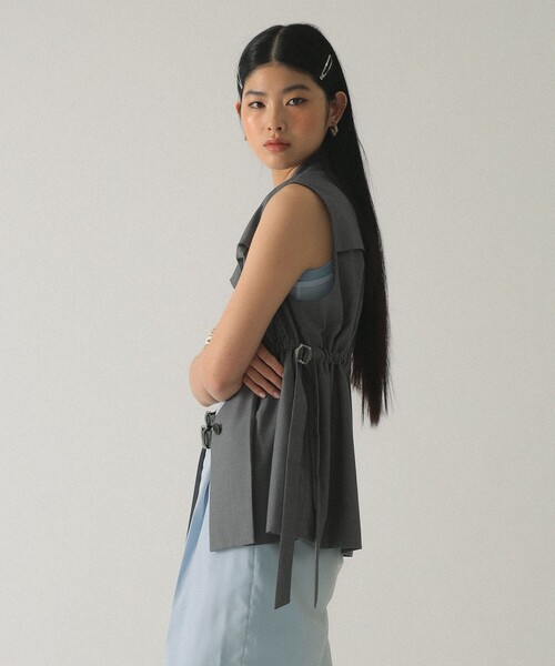 Ray BEAMS（レイビームス）の「レイヤード ドロスト ジレ（ベスト・レディース・グレー/ブラック・ONE SIZE）」の6枚目の写真