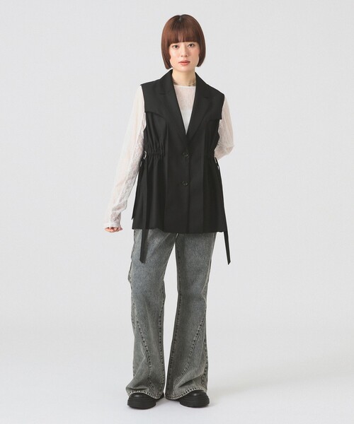 Ray BEAMS（レイビームス）の「レイヤード ドロスト ジレ（ベスト・レディース・グレー/ブラック・ONE SIZE）」の7枚目の写真