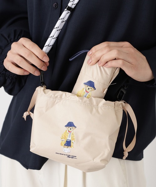 POLO RALPH LAUREN（ポロ ラルフ ローレン）の「遮光100％ 遮熱 折りたたみ日傘 ショルダーバッグ付 ポロベア（折りたたみ傘・レディース・ベージュ/ネイビー・FREE）」の6枚目の写真