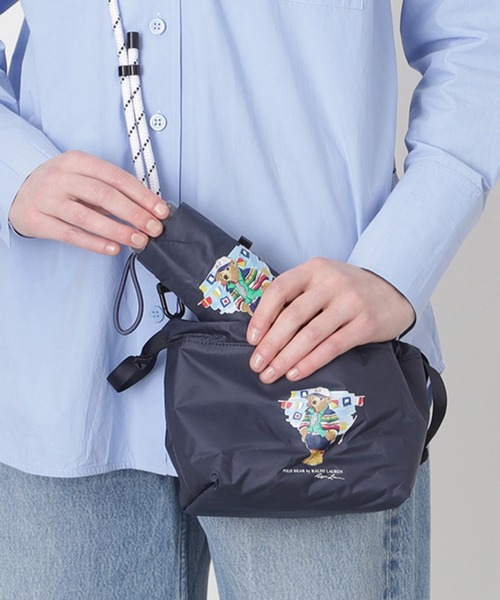 POLO RALPH LAUREN（ポロ ラルフ ローレン）の「遮光100％ 遮熱 折りたたみ日傘 ショルダーバッグ付 ポロベア（折りたたみ傘・レディース・ベージュ/ネイビー・FREE）」の10枚目の写真
