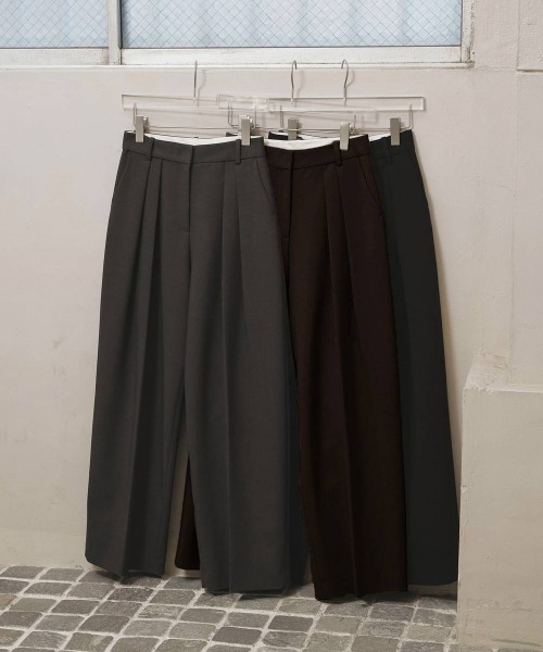 TODAYFUL(トゥデイフル)の「【TODAYFUL/トゥデイフル】Bonding Wide Trousers/ボンディングワイドトラウザーパンツ(スラックス・レディース・モスグリーン/チャコールグレー/ブラック/ダークブラウン・36/38)」の14枚目の写真