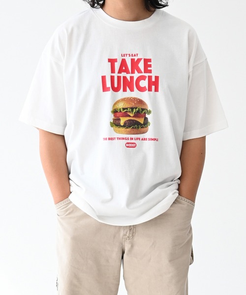 BOOSTOCK(ブーストック)の「ブーストック B/S BURGER Tシャツ(Tシャツ/カットソー・レディース・ホワイト/ブラック・F/XXXL)」の1枚目の写真