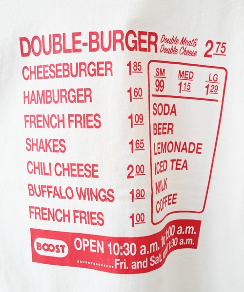 BOOSTOCK(ブーストック)の「ブーストック B/S BURGER Tシャツ(Tシャツ/カットソー・レディース・ホワイト/ブラック・F/XXXL)」の11枚目の写真