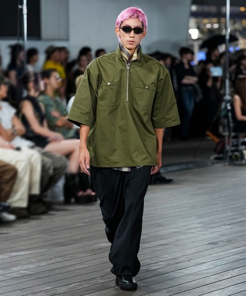 MSML(エムエスエムエル)の「BANDANA HALF ZIP SHIRT(シャツ/ブラウス・メンズ・ネイビー/モスグリーン・XL/L/M)」の1枚目の写真
