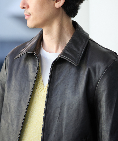 EDIFICE（エディフィス）の「ラム アンティーク レザー ジャケット（ブルゾン・メンズ・ブラック・LARGE/MEDIUM）」の4枚目の写真