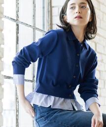 OPAQUE.CLIP | ポロ衿シャツドッキングニット【洗濯機OK】(カーディガン/ボレロ)