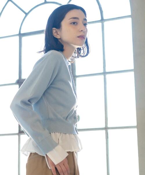 OPAQUE.CLIP（オペークドットクリップ）の「ポロ衿シャツドッキングニット【洗濯機OK】（カーディガン/ボレロ・レディース・グレー/オフホワイト/サックスブルー/ブルー系その他7・40/38）」の19枚目の写真