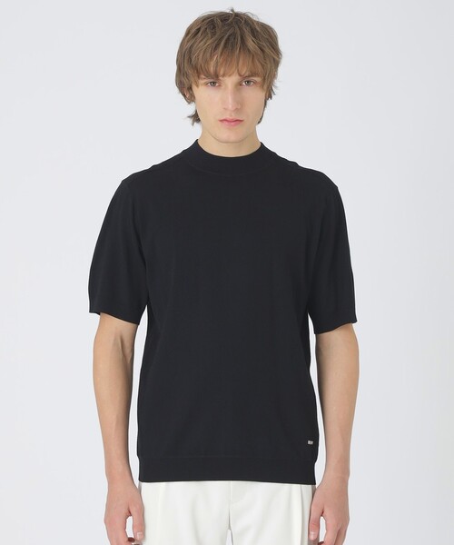 BLACK LABEL CRESTBRIDGE(ブラックレーベル・クレストブリッジ)の「ヴィスコンフィーモックネックニットTシャツ(Tシャツ/カットソー・メンズ・ブルー系その他4/ブラック・M/L/XL)」の1枚目の写真