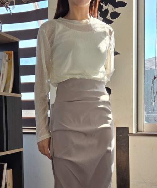 ｔｏｌｅｎｅ（トレネ）の「シースルー 透け感 シャーベットカラー ニットトップス（ニット/セーター・レディース・イエロー/ライトピンク・FREE）」の13枚目の写真