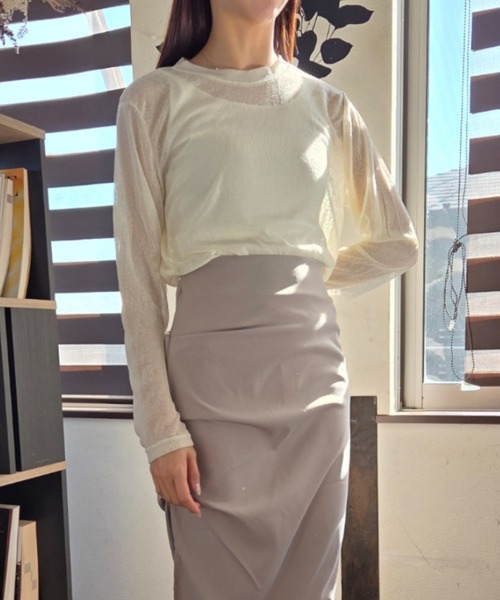 ｔｏｌｅｎｅ（トレネ）の「シースルー 透け感 シャーベットカラー ニットトップス（ニット/セーター・レディース・イエロー/ライトピンク・FREE）」の14枚目の写真