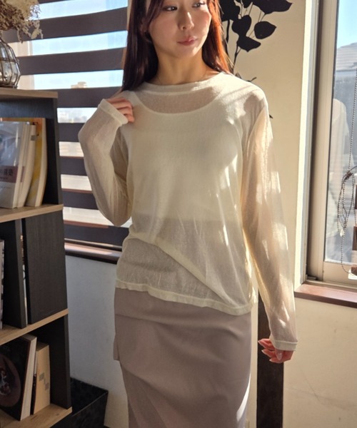 ｔｏｌｅｎｅ（トレネ）の「シースルー 透け感 シャーベットカラー ニットトップス（ニット/セーター・レディース・イエロー/ライトピンク・FREE）」の16枚目の写真