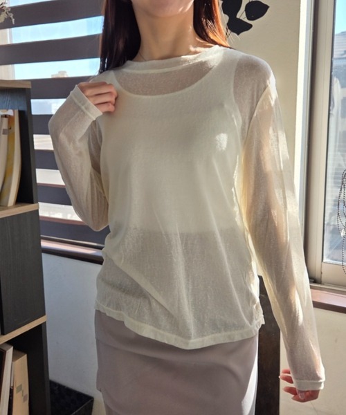 ｔｏｌｅｎｅ（トレネ）の「シースルー 透け感 シャーベットカラー ニットトップス（ニット/セーター・レディース・イエロー/ライトピンク・FREE）」の5枚目の写真