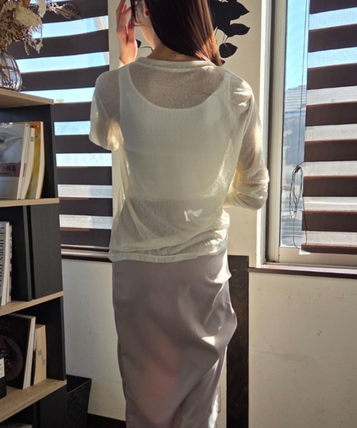 ｔｏｌｅｎｅ（トレネ）の「シースルー 透け感 シャーベットカラー ニットトップス（ニット/セーター・レディース・イエロー/ライトピンク・FREE）」の17枚目の写真