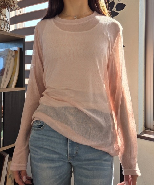 ｔｏｌｅｎｅ（トレネ）の「シースルー 透け感 シャーベットカラー ニットトップス（ニット/セーター・レディース・イエロー/ライトピンク・FREE）」の22枚目の写真