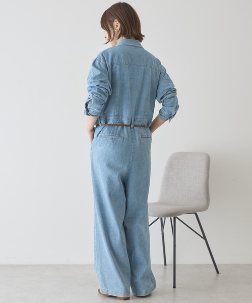 AMERICAN HOLIC(アメリカンホリック)の「デニムジャンプスーツ(つなぎ/オールインワン・レディース・ライトインディゴブルー/オフホワイト・L/M)」の21枚目の写真