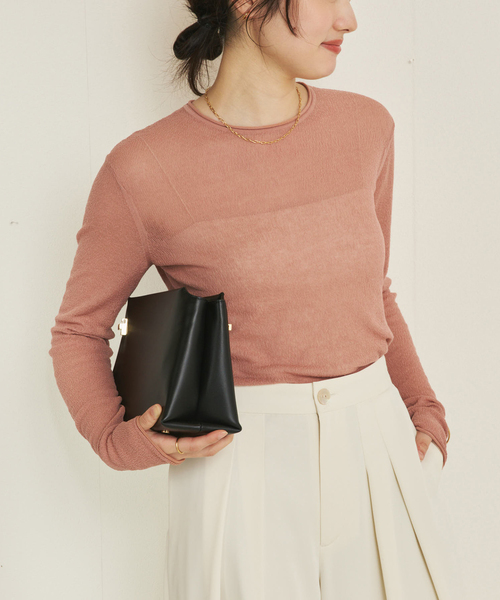 plage（プラージュ）の「Sheer Long ニット（ニット/セーター・レディース・ブラウン/ピンク系その他・FREE）」の2枚目の写真