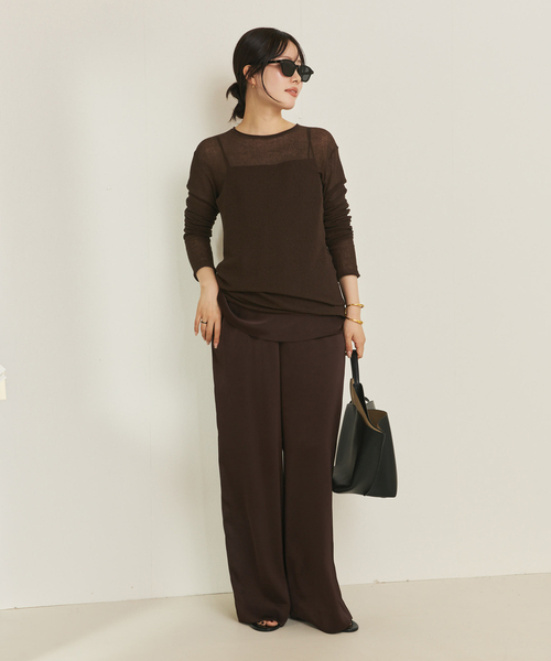 plage（プラージュ）の「Sheer Long ニット（ニット/セーター・レディース・ブラウン/ピンク系その他・FREE）」の3枚目の写真