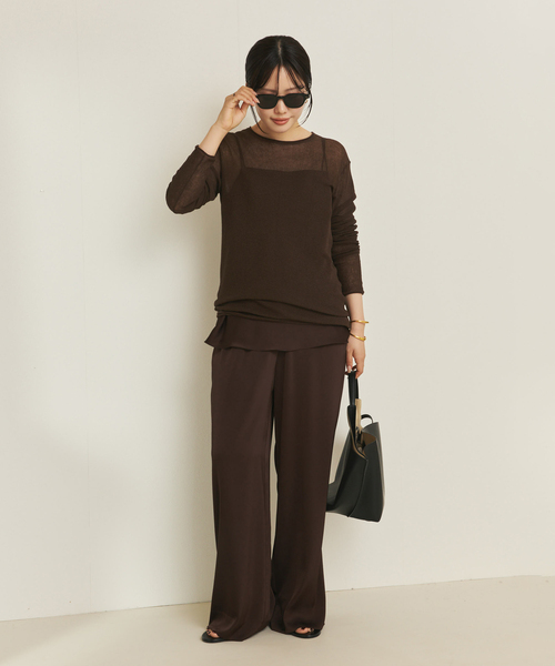 plage（プラージュ）の「Sheer Long ニット（ニット/セーター・レディース・ブラウン/ピンク系その他・FREE）」の5枚目の写真