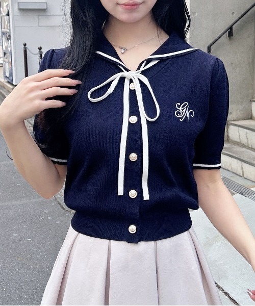 INGNI（イング）の「セーラーカラー配色ニットカーディガン