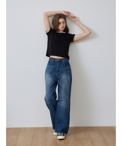 CCOMA(コンマ)の「CMJ46 ブルー ダーツ カーブドフィットパンツ(デニムパンツ・レディース・その他・SMALL/MEDIUM/LARGE)」の2枚目の写真