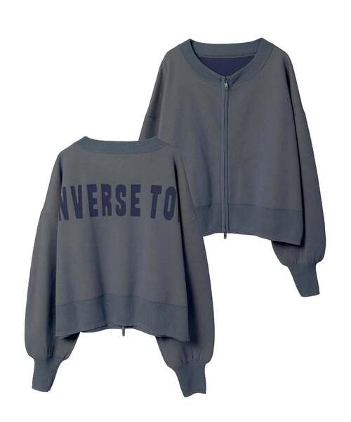 CONVERSE TOKYO(コンバーストウキョウ)の「BACK LOGO SUMMER KNIT ZIP CARDIGAN(カーディガン/ボレロ・レディース・ブラック/ブルー/グレー・FREE)」の2枚目の写真