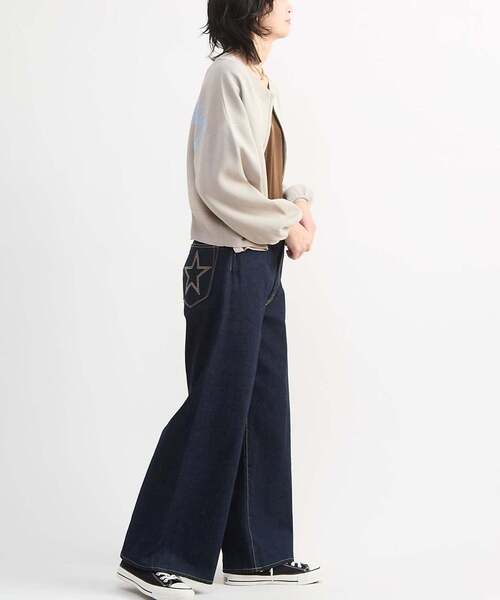 CONVERSE TOKYO(コンバーストウキョウ)の「BACK LOGO SUMMER KNIT ZIP CARDIGAN(カーディガン/ボレロ・レディース・ブラック/ブルー/グレー・FREE)」の8枚目の写真